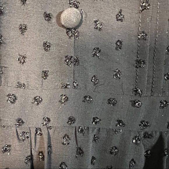 MODCLOTH Sparkling Black Fit & Flare Dress. Bodice has pleats, chocker, Size L - Picture 11 of 12